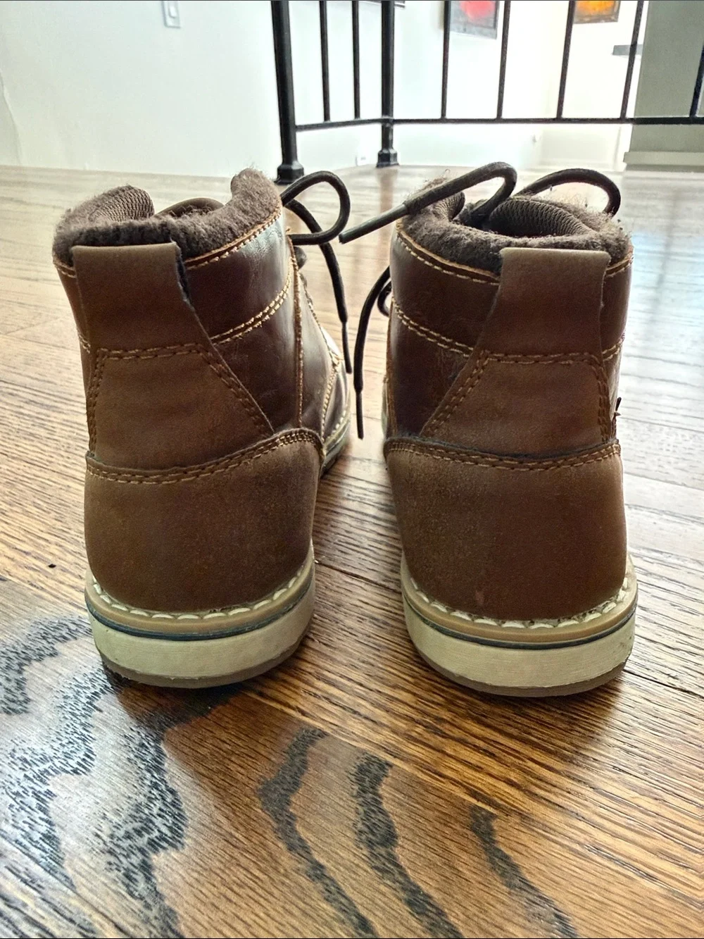 E Max + Jake Kids 1 Youth Brown Lace-Up Ankle Boots with Padded Collar